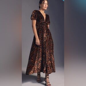 By Anthropologie Burnout Velvet Dress Size 6 Small
